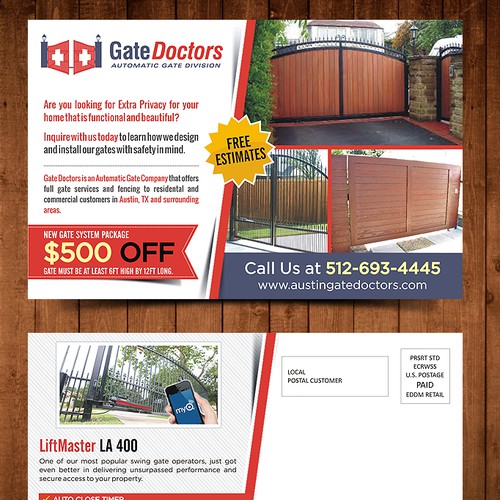 Create an eye catching postcard ad for Gate Doctors!