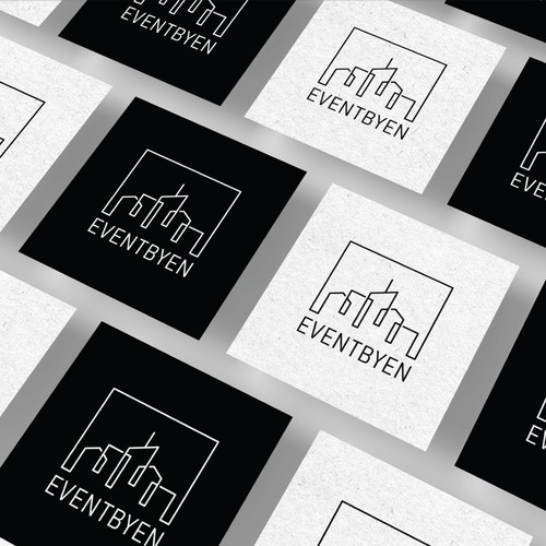 Sophisticated line-art logo for Eventbyen