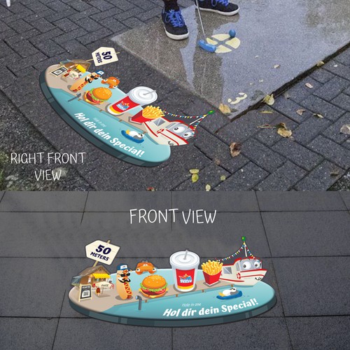 Fast Food Restaurant 3D Floor Poster Design