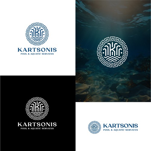 Pool and aquatic greek inspired logo.
