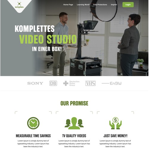 Landing page redesign for technology startup