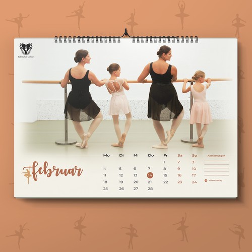 Clean and Elegant Calendar for Ballet School