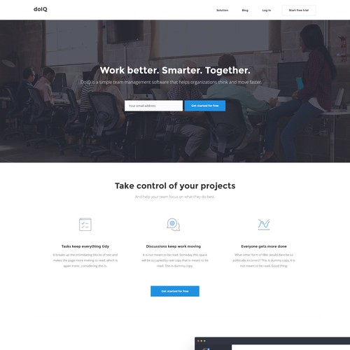 Web page for a task management application