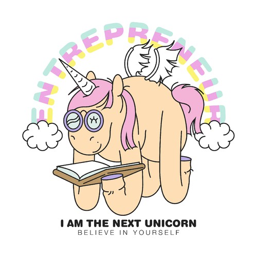 Illustration of a unicorn for a t-shirt design