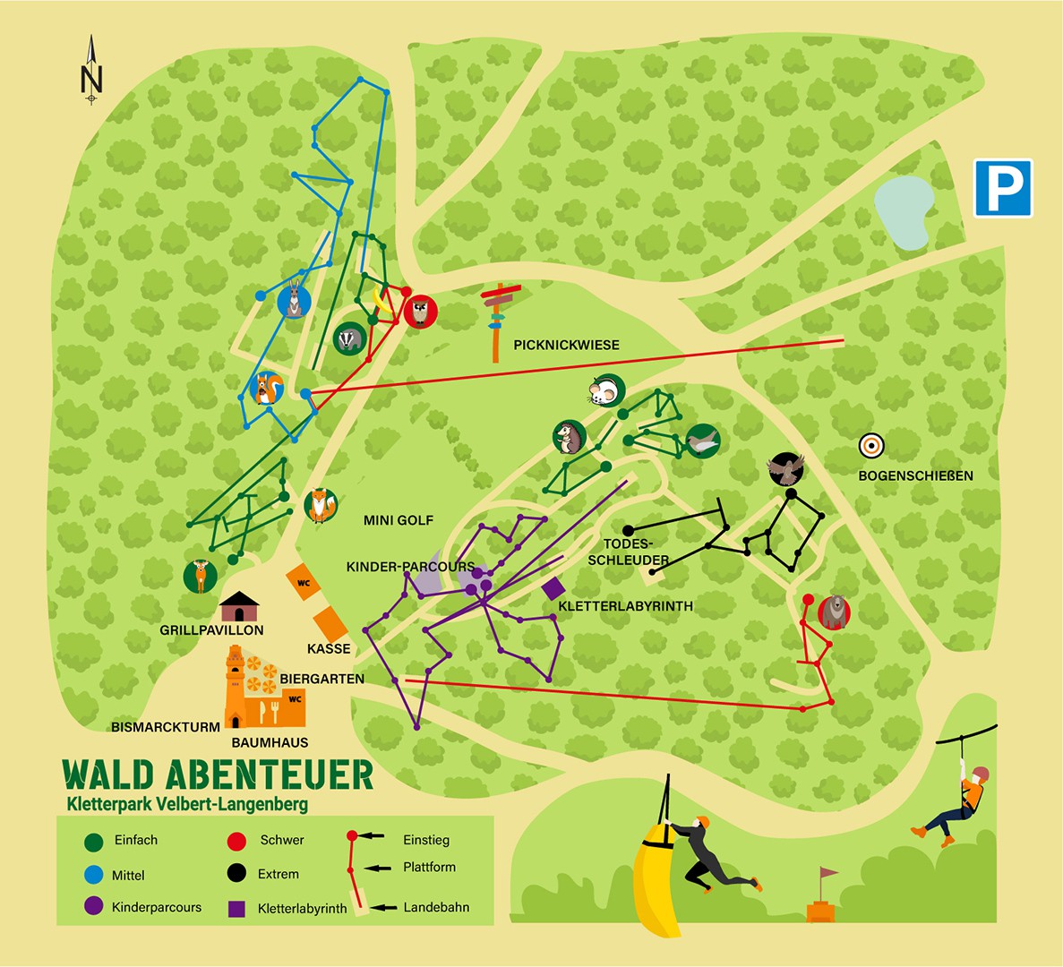 Parkplane / Ubersichtsplane毛皮死drei Waldkletterparks冯Wald-Abenteuer