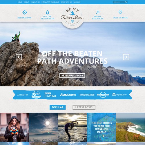 Web design concept for BeMyTravelMuse