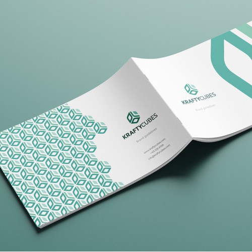 Simple and unique logo & brand guidelines design for KraftyCubes boxes.