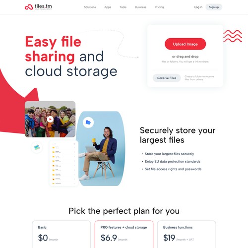 Modern web design for files.fm