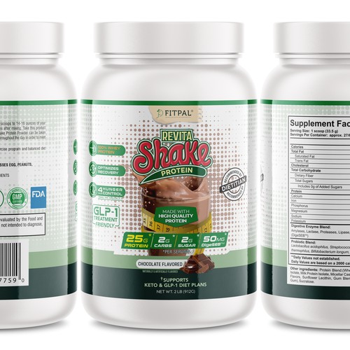 Fitpal Revita Shake Protein Powder Jar Label