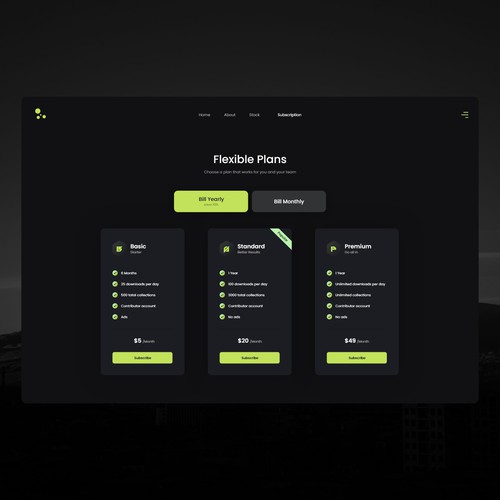 Subscription Plans UI Design