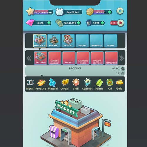 City building - idle clicker mobile game design