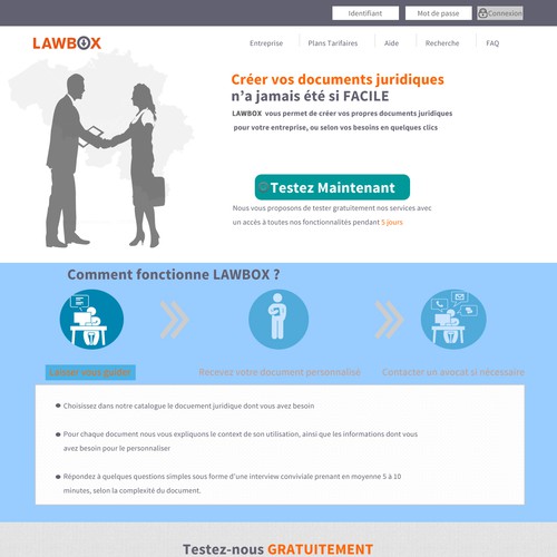 Landing page design for Lawbox