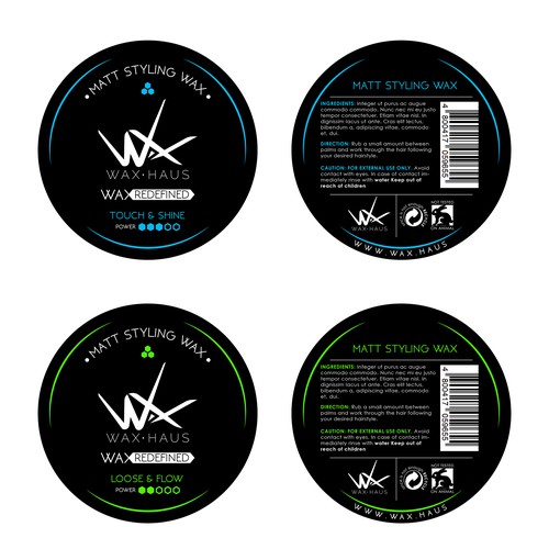 Hair wax label design for WAX.HAUS