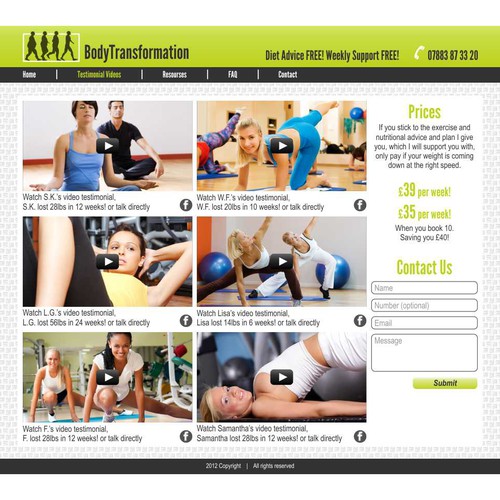 Create the next website design for body transformation