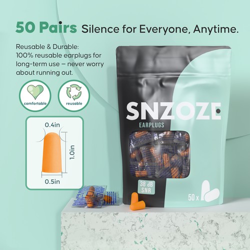 Photorealistic 3D Visualization: SNOOZE Earplugs Product Packaging Render