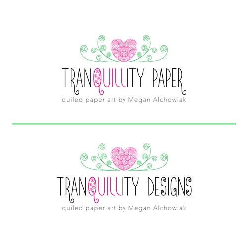 Create a logo for my new paper quilling craft business: TranQuillity Paper