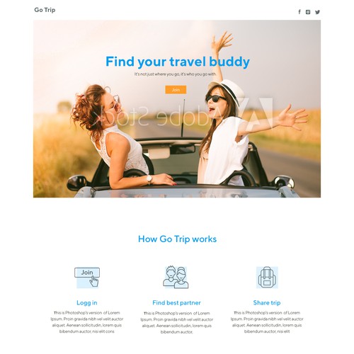 Landing page for Go Trip agency