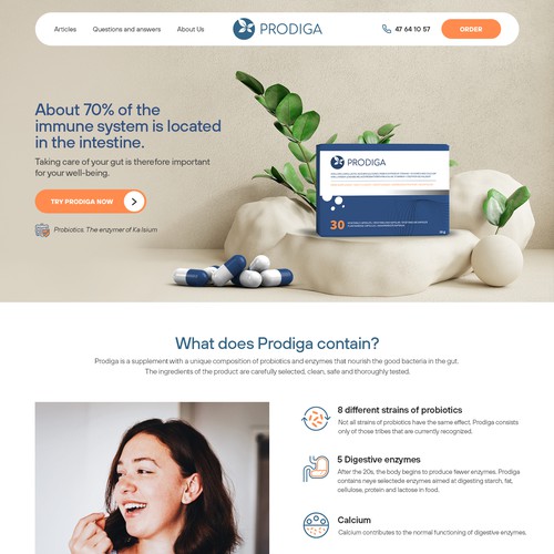 Web design for a Probiotic Health Supplement