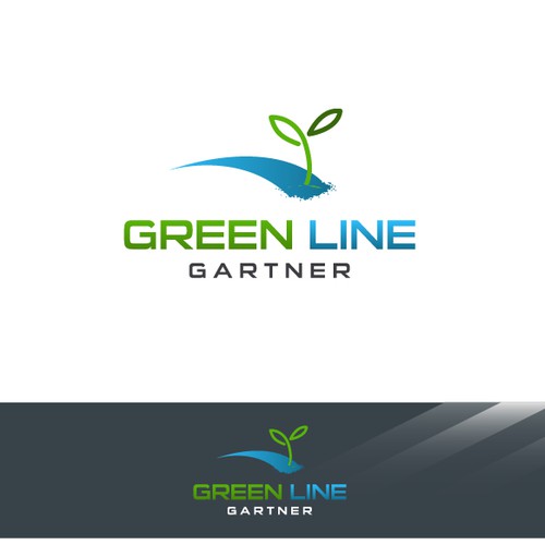 Create the next logo and business card for Green Line Gartner