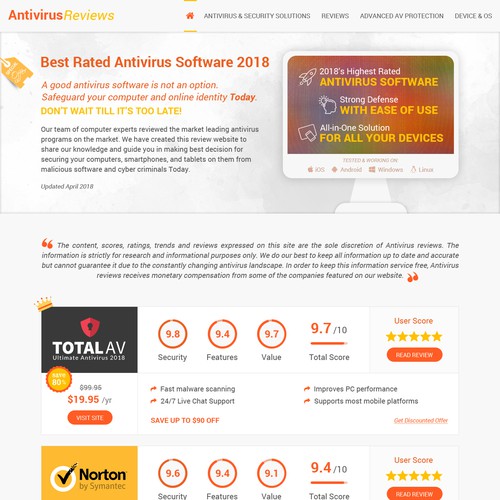 WordPress Design for Antivirus Reviews