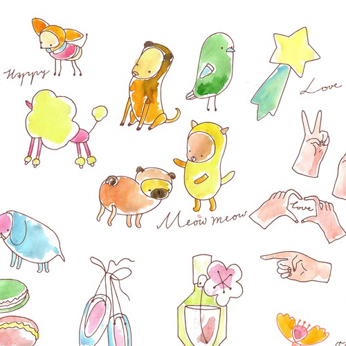 Illustrations for sticker