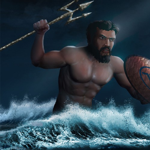 The movie 300 meets poseidon mascot creation