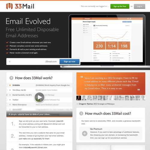 Website Design for 33Mail