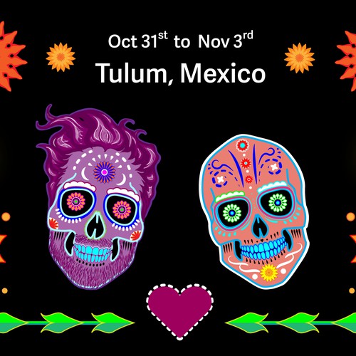 Illustration for a Day of the Dead themed wedding invitation