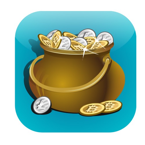 Icon for "Coin Stew" an app about crypto coins like bitcoin litecoin