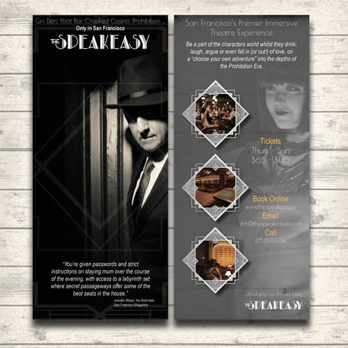 Rack Card for SF Speakeasy venue