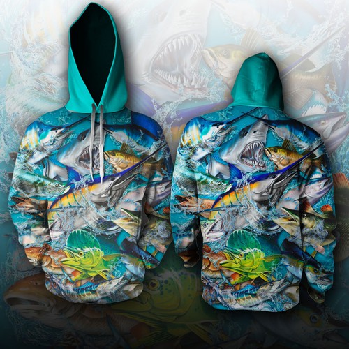 Deep Water Fishing Collage Hoodie Design