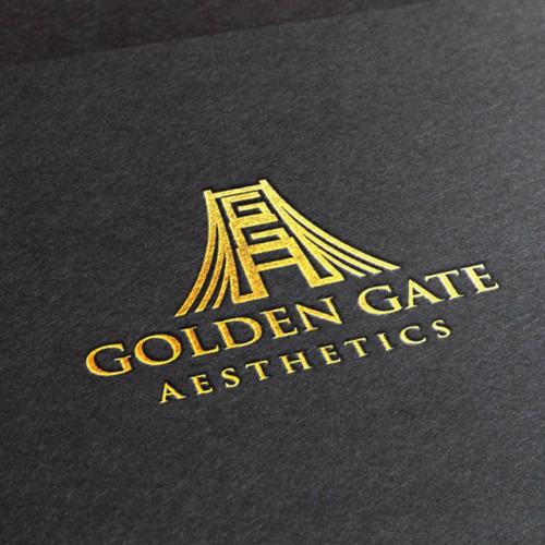 Create a sophisticated logo that re-imagines concepts of the golden gate bridge & medical aesthetics