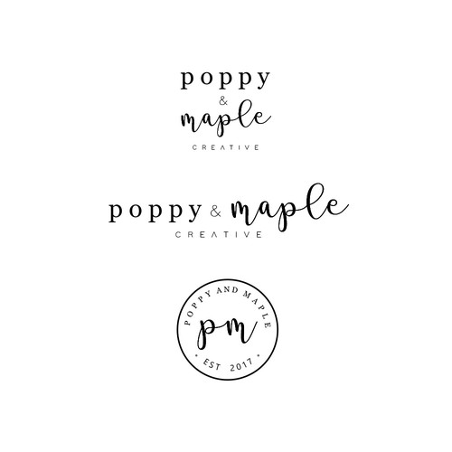 Design a clean, creative, eye-catching logo for Poppy & Maple Creative.