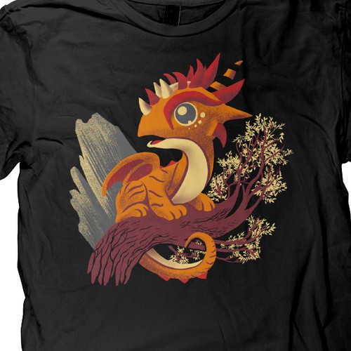 cute dragon character t shirt design