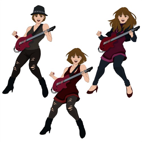 Guitarist Girl Character Design