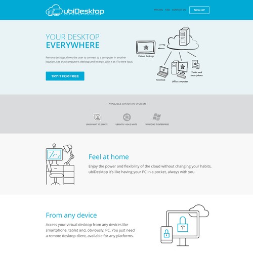 Redesign landing page for Remote Virtual Desktop hosting provider