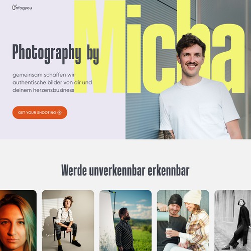 A landing page concept for a photographer