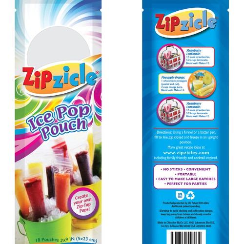 New Package design: Zipzicle® ice pop pouches - worldwide distribution