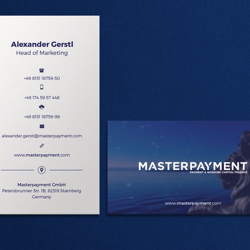 Corporate Modern Business Card Design for Master Payment