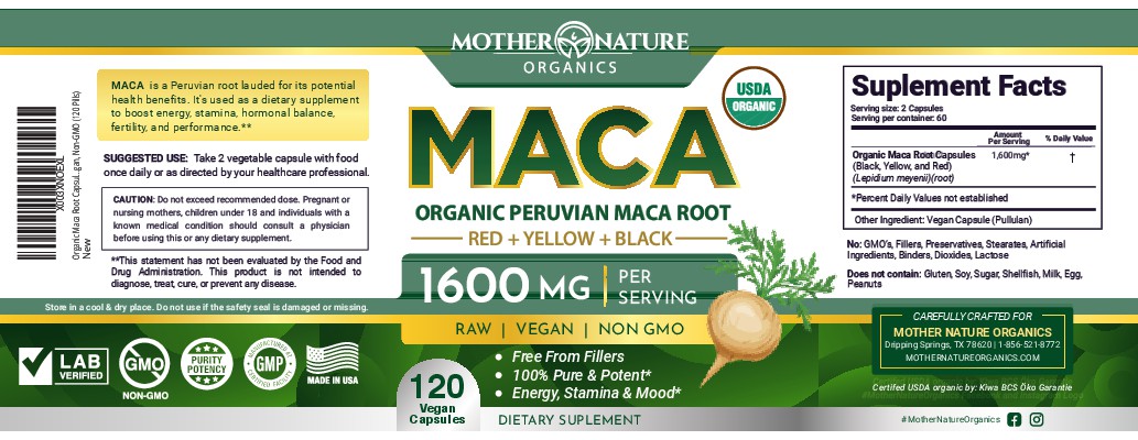 Design a fresh, bold product label for our organic maca that is fresh from the mountains of Peru