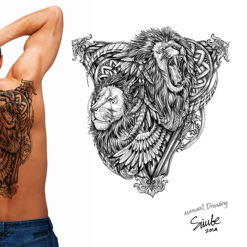Tattoo: Two Lions one Man