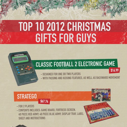 Christmas gift guide for guys - Infographic design