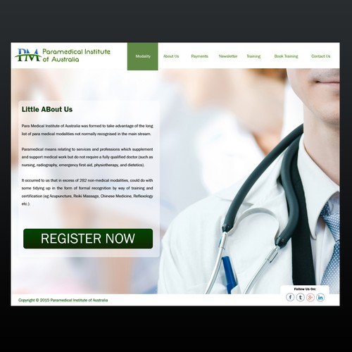 Webpage design for Para Medical Institute of Australia