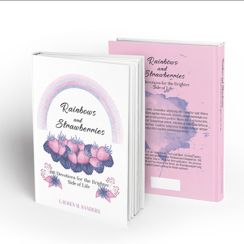  Feminine Christian Devotional Cover with Rainbows & Strawberries Design-Purple/Pink theme