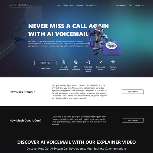  Homepage Design for A.I. Busness Phone System