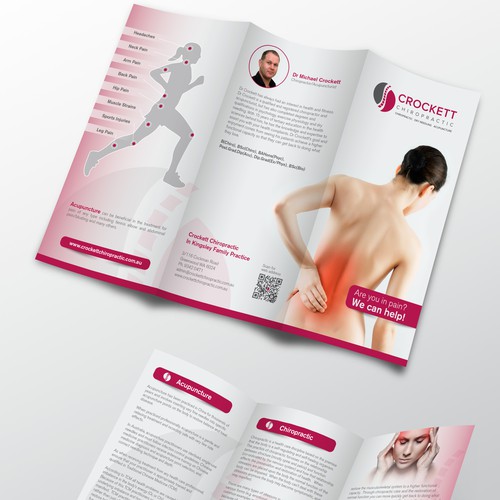 Brochure advertising and promoting chiropractic and acupuncture treatment and clinic