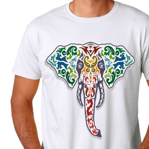 Create a tribal elephant face t-shirt for Serengetee!