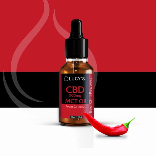 medicine dropper label for a new CBD Chili Oil Product with MCT