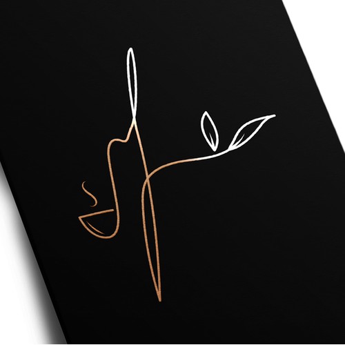 Elegant line drawing logo for a vegan fine dining