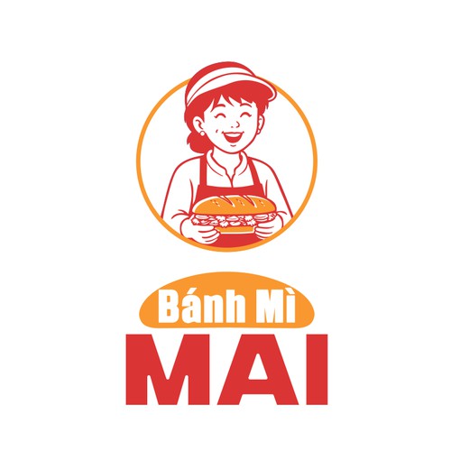 banh mi vietnam food logo design